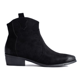 W. Potocki Ženske crne kaubojske čizme Potocki od brušene kože crna