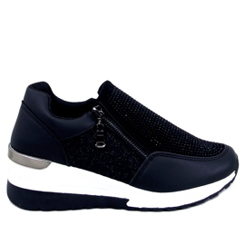 Ženske svjetlucave crne sportske tenisice na wedge crna