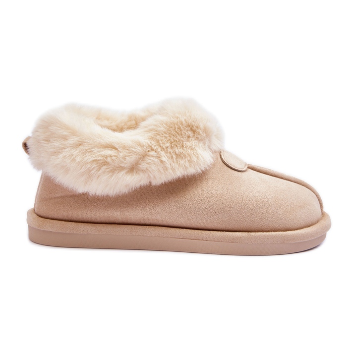 FB3 Ženske papuče s krznom, svijetlo bež lanoze