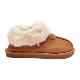 FB3 Ženske papuče s krznom, smeđe Lanoze smeđa