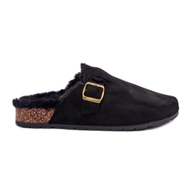 FB2 Ženske japanke od brušene kože s krznom crne Haidamia crna