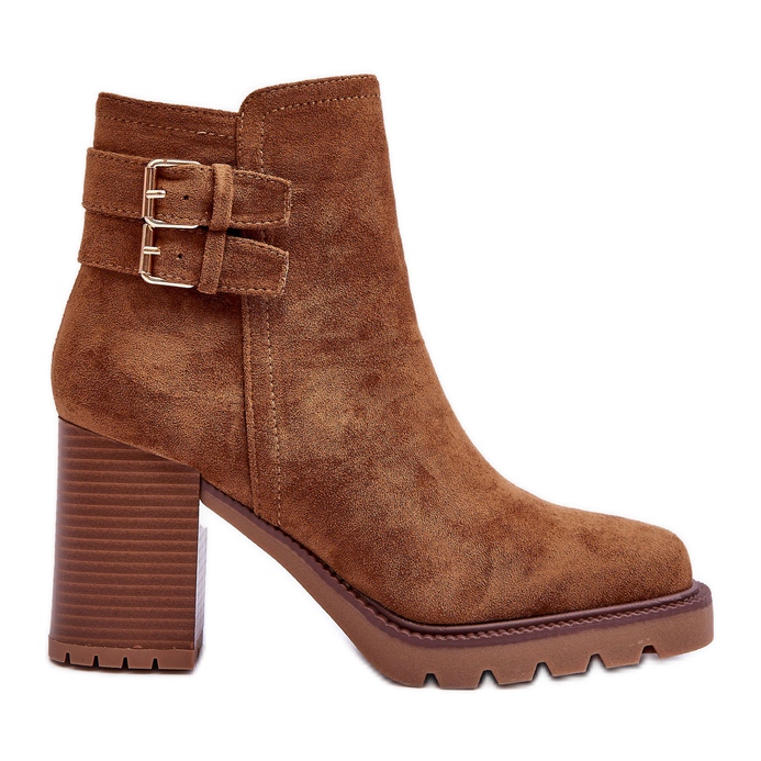 Smeđe čizme na petu od brušene kože Makeline smeđa