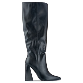 Crne čizme na visoku petu od eko kože crna