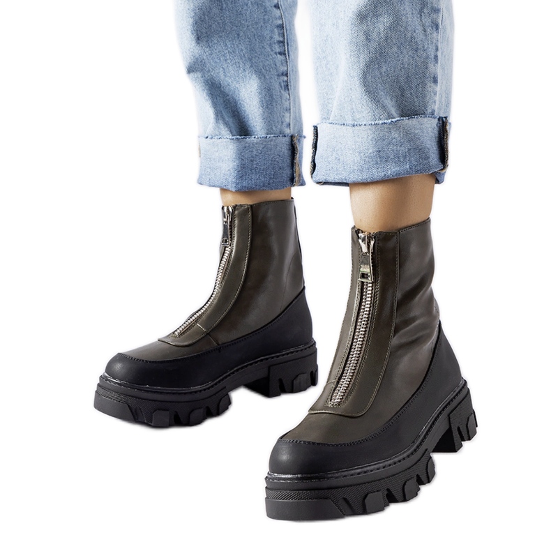 Tamnozelene masivne gležnjače s Morley patentnim zatvaračem zelena