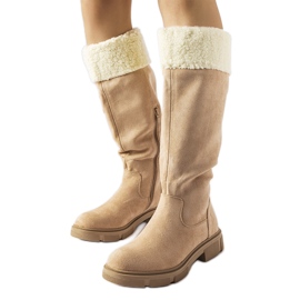 Bež čizme Erin od eko antilop kože