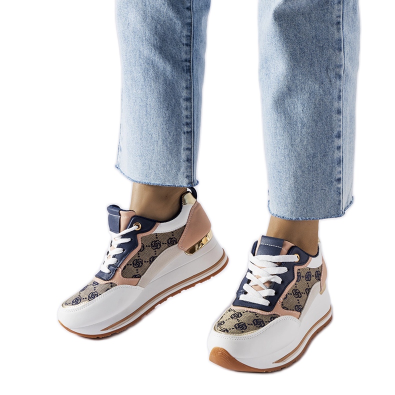 Inna Bijelo-ružičaste tenisice na wedge Rouxi bijela