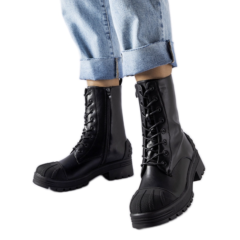 Crne radničke cipele s debelim Manara potplatom crno