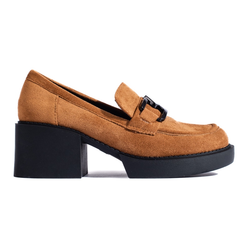 Shelovet ženske cipele od kamel antilop kože na visoku petu smeđa