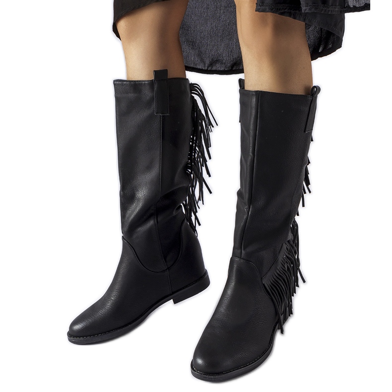 Giorgia crne prekrivene čizme na klin crno