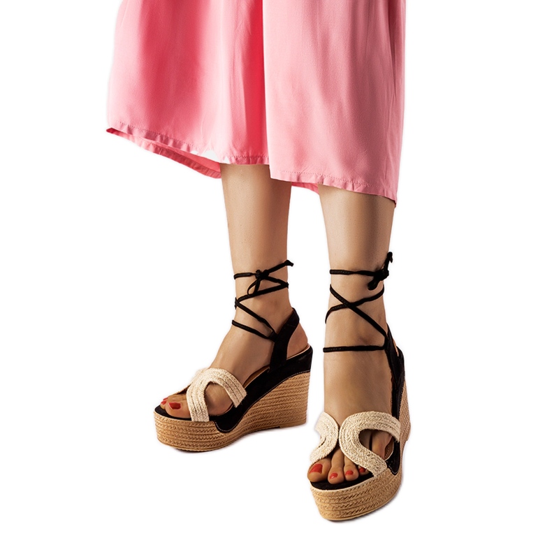 Crne espadrile s Berta klinovima bež