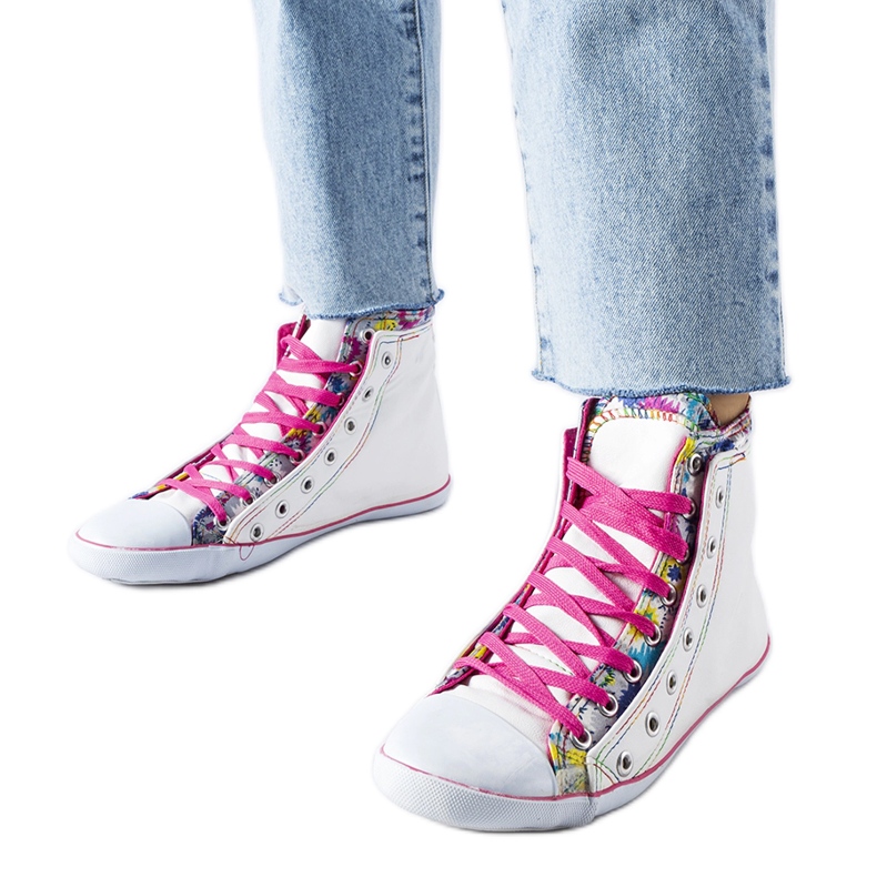 Bijele visoke tenisice s Marphisa cvjetićima bijela