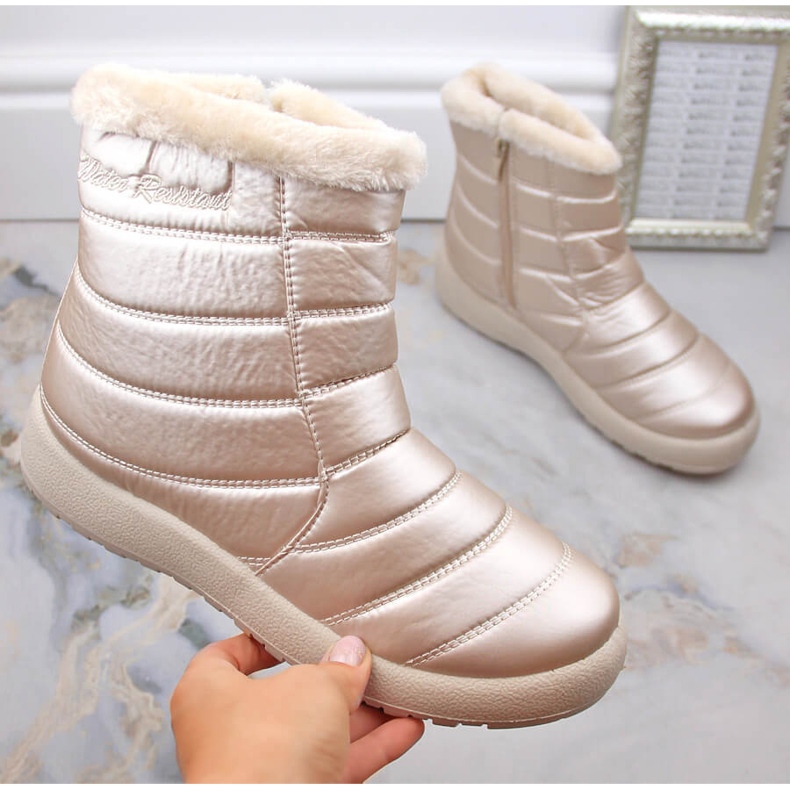 Ženske vodootporne lakirane čizme za snijeg, bež News 1467