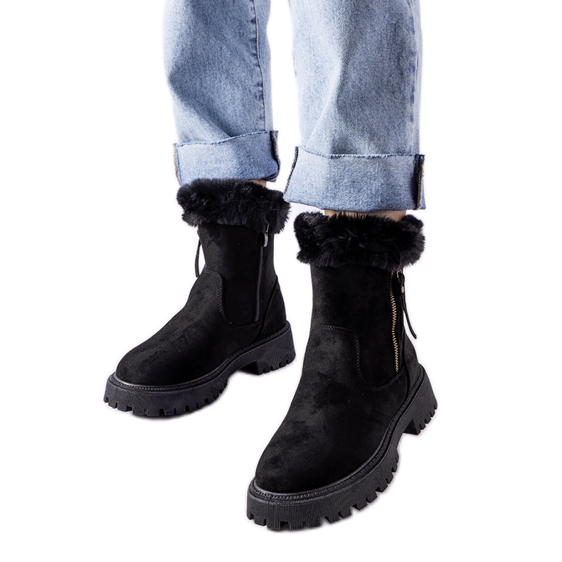 Crne ženske čizme za snijeg, Trigoso eko antilop crno