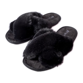 Inblu Crne papuče s Morano krznom crna