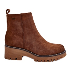 Čizme s ravnom petom od brušene kože, izolirane, smeđe neafgi smeđa