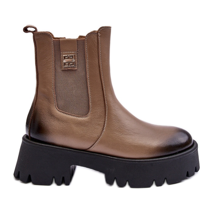 Kožne Chelsea čizme na masivnoj platformi, bež Lemar Lisencca