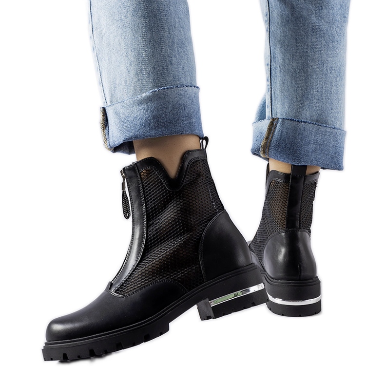 Crne ažurne Cavour gležnjače crno