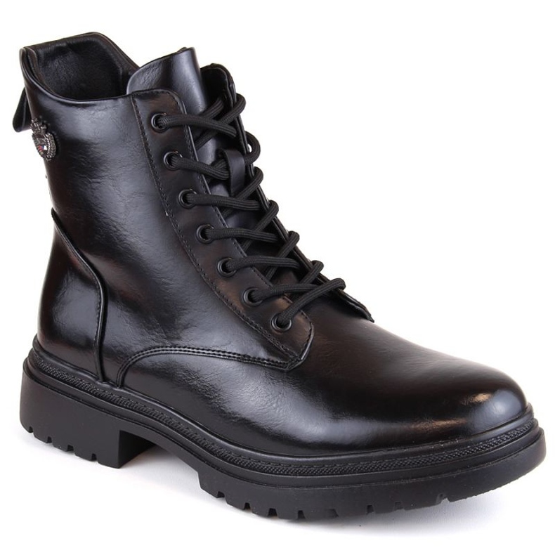 Gležnjače Potocki W WOL181A na vezanje i patentni zatvarač, crne crno