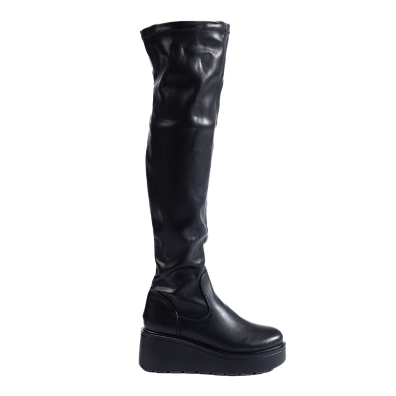 Crne mušketire od eko kože na platformi Shelovet crno