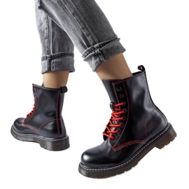 Inna Crne čizme ukrašene crvenim Rocco koncem crna