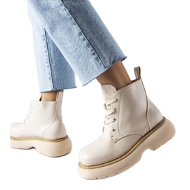 Radničke čizme bež boje na debeloj Sacco platformi