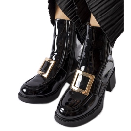 Crne lakirane Girardi čizme na visoku petu crna