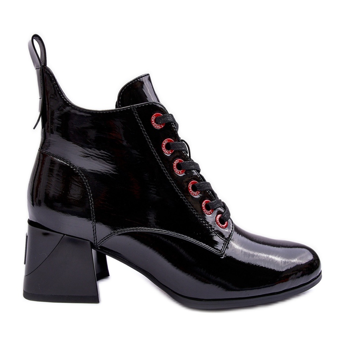 Niske lakirane gležnjače na vezanje S.Barski MR870-66 crne crno