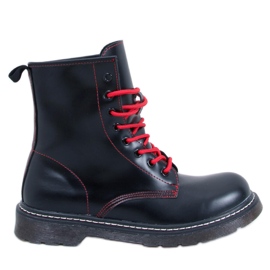 Gležnjače na vezanje sa šarenim koncem Stuff Blackred crna