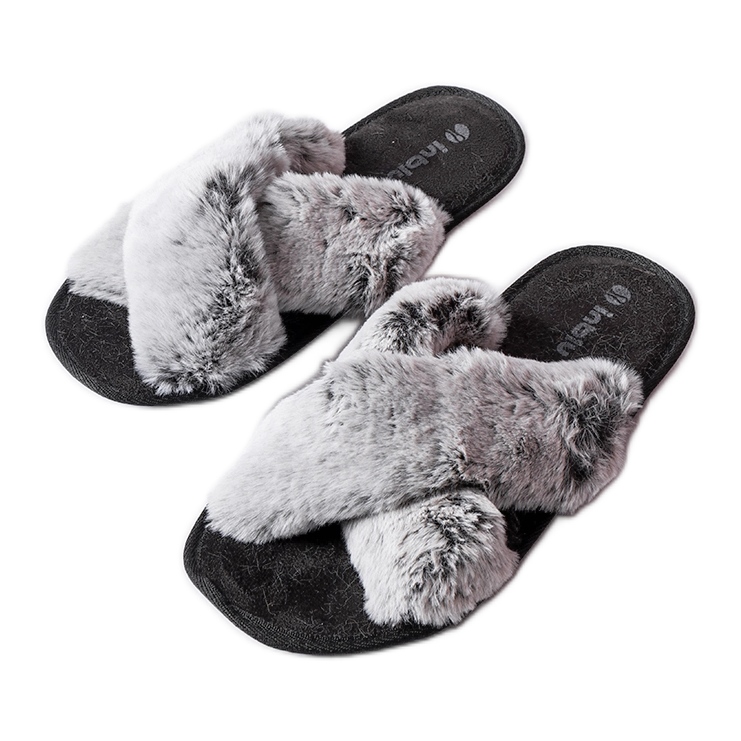 Sive papuče s krznom iz Domenice siva