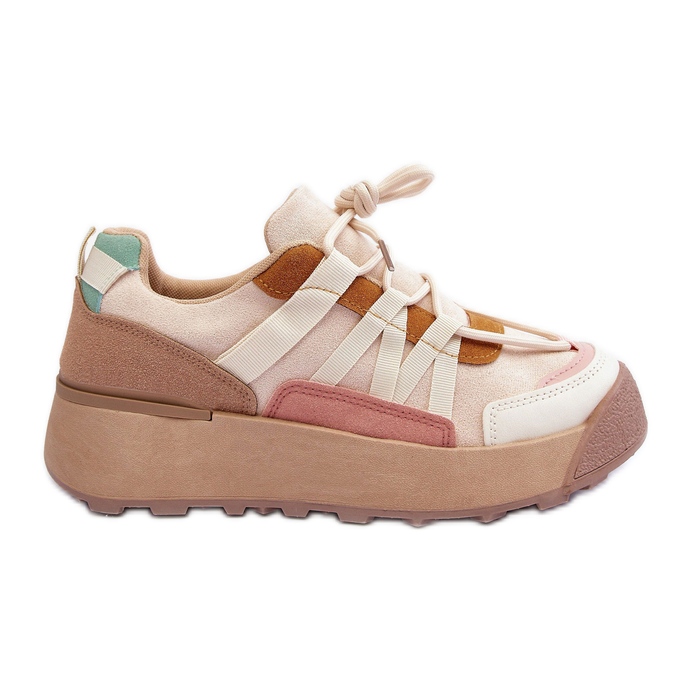 PS1 Ženske sportske cipele od brušene kože na bež platformi Rohan