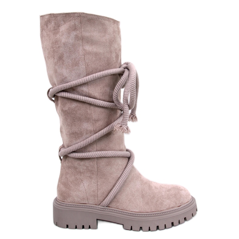 Spicer Beige čizme od brušene kože s vezom bež