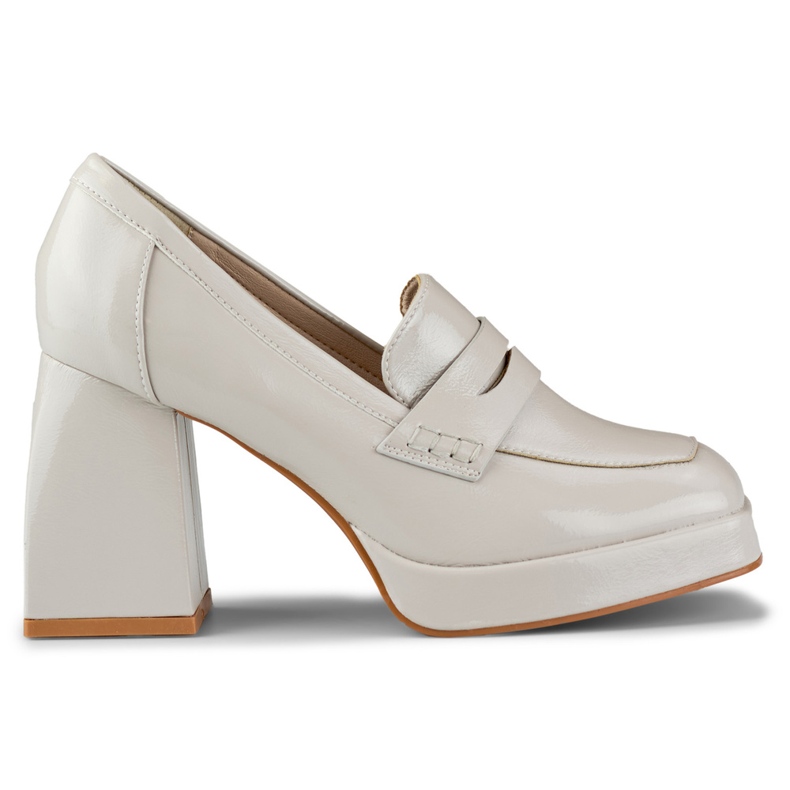 Ženske lakirane cipele na visoku petu bež