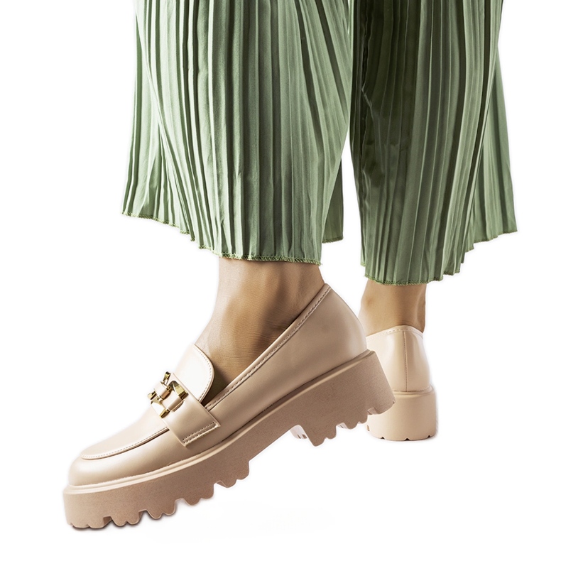 Inna Bež ženske mokasine ukrašene Piazzo kopčom