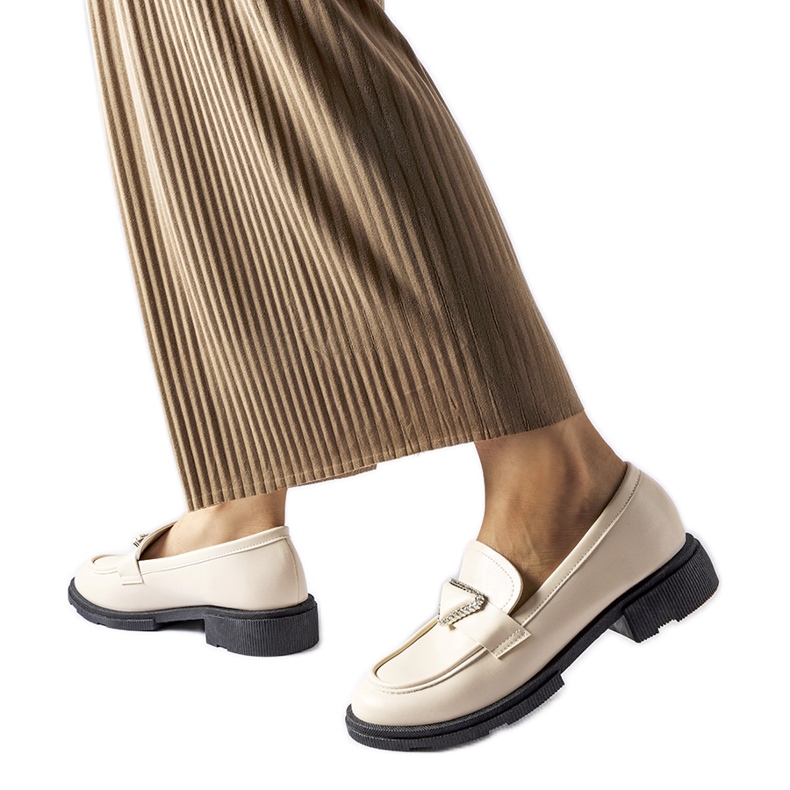 Bež mokasine ukrašene Marsilius kamenčićima