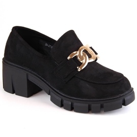 Vinceza W JAN250 mokasine cipele s visokom petom od brušene kože, crne crna