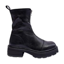 Ženske kožne gležnjače s patentnim zatvaračem crne Aravalur crna