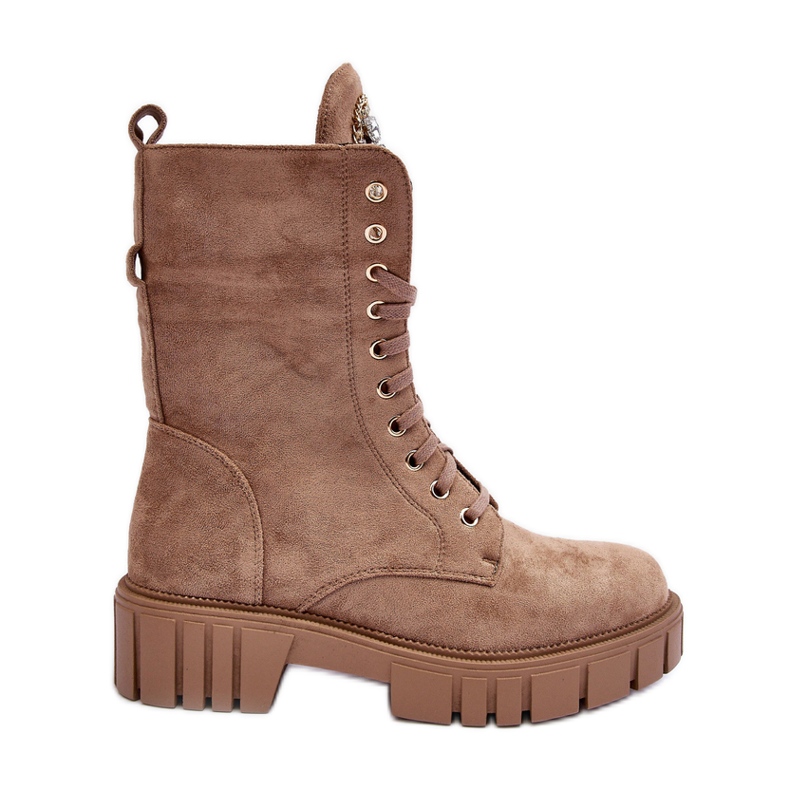 PS1 Radničke gležnjače od brušene kože s ukrasom od nakita, tamno bež Marx