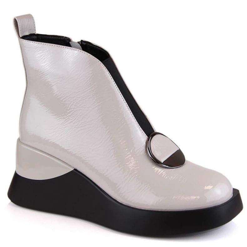 D&amp;A S.Barski Premium Collection W OLI228B sive čizme na klin