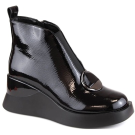 D&amp;A S.Barski Premium Collection W OLI228A crne čizme na klin crno