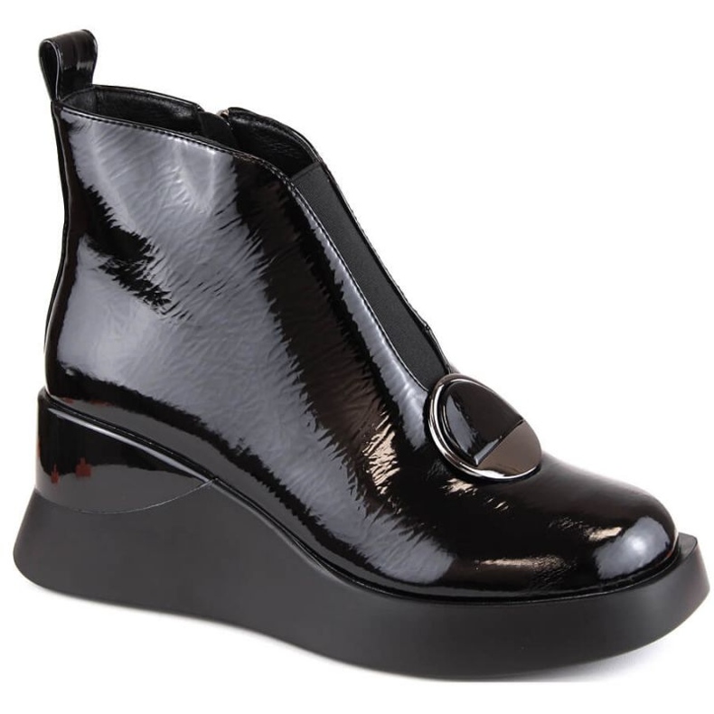 D&amp;A S.Barski Premium Collection W OLI228A crne čizme na klin crno