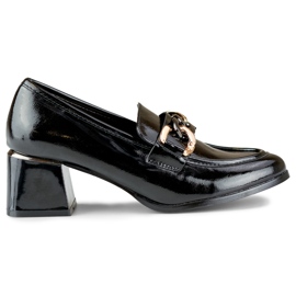 Ženske crne lakirane cipele s niskom petom crna