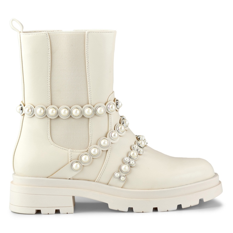 Bež ženske gležnjače s ukrasnim dodacima