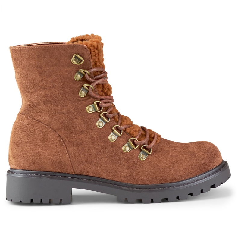 Tople smeđe ženske gležnjače na vezanje smeđa