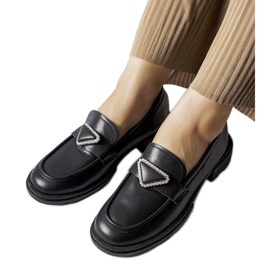 Crne mokasine ukrašene Marsilius kamenčićima crna