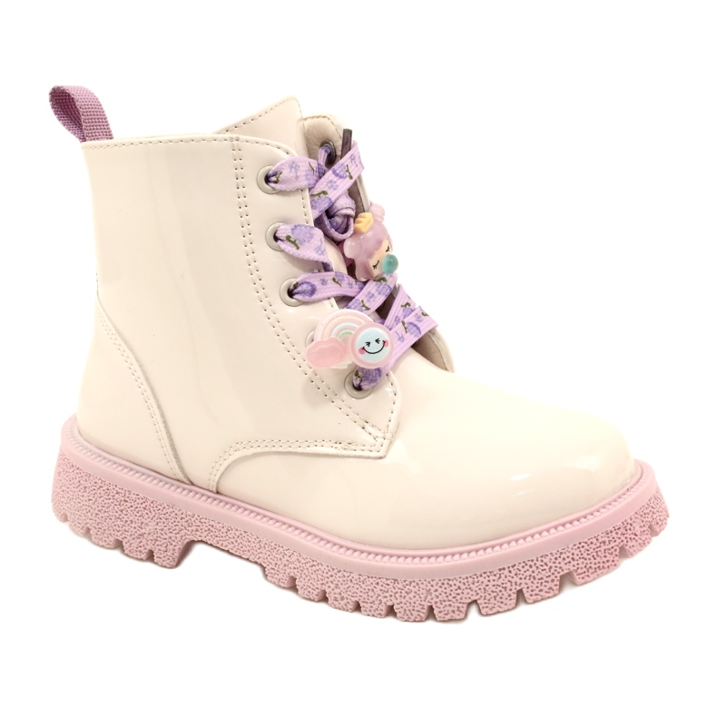 Lakirane čizme s ukrasnim manžetama Miss 23DZ23-6582 bež