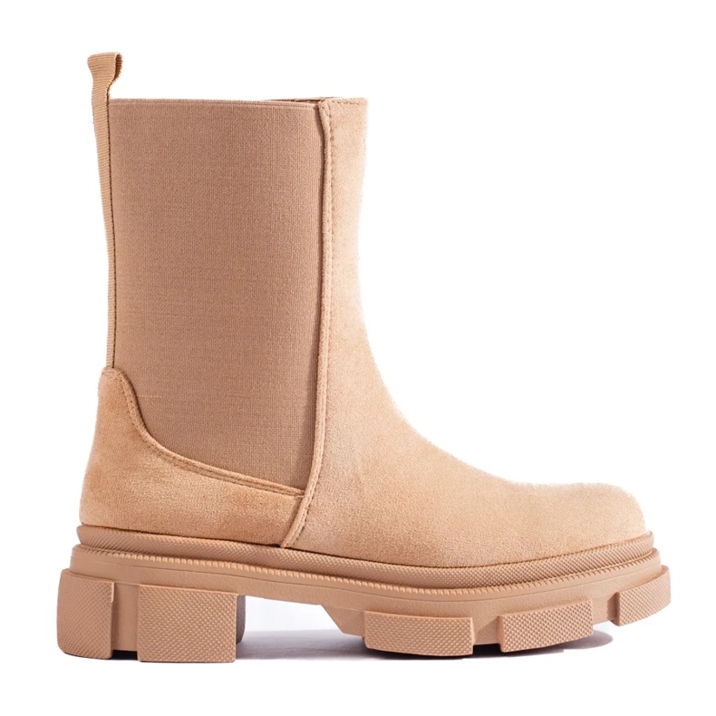 Visoke Chelsea čizme bež boje od brušene kože Shelovet