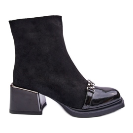 Čizme od brušene kože na masivnom bloku S.Barski MR870-70 crne crna