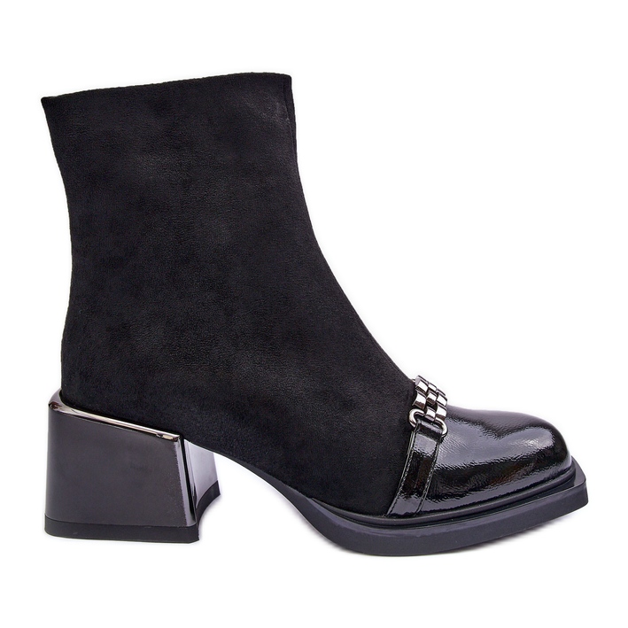 Čizme od brušene kože na masivnom bloku S.Barski MR870-70 crne crno