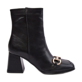 PH2 Kožne gležnjače na visoku petu s ukrasom, crne Pamelinta crna