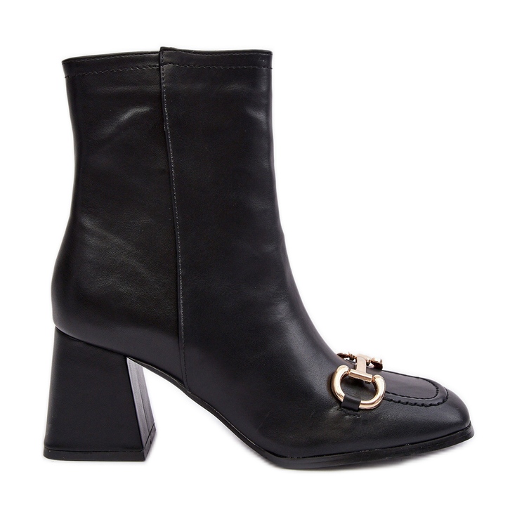 PH2 Kožne gležnjače na visoku petu s ukrasom, crne Pamelinta crno